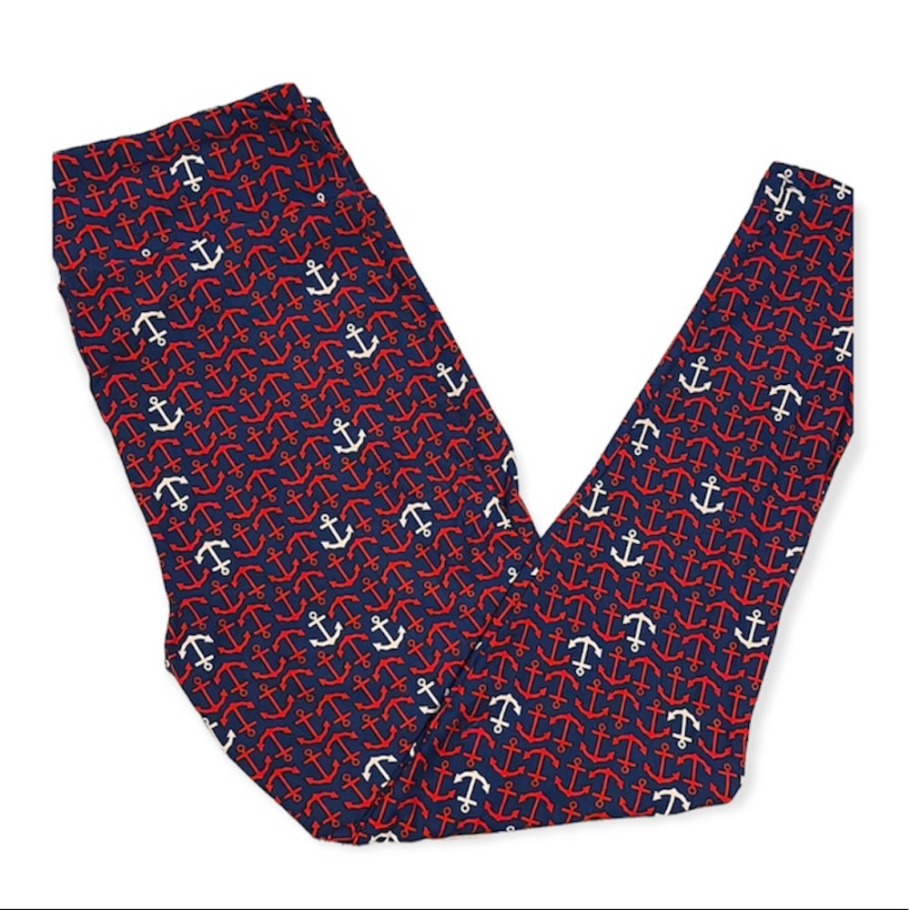 EUC LuLaRoe Anchor leggings Tall and Curvy